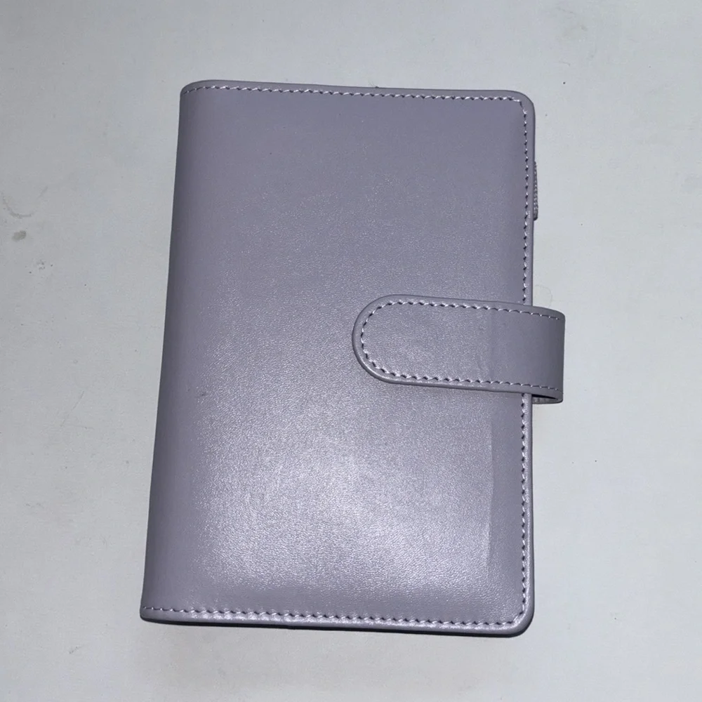 Lilac vegan leather 6 ring binder budget organizer wallet new